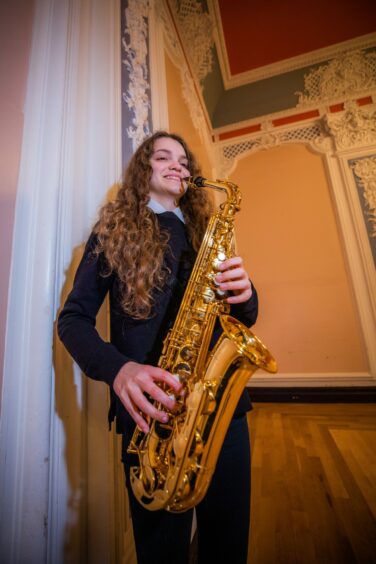 Saxophonist Eva Devisne at Dundee schools spring concert 2022