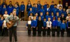 The pupils performed their school song with Dundee musician Be Charlotte.