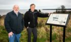 Ian Mathers (69) and Albert Oswald (72) at one of the new signs placed to mark locations on the Tayport Heritage Trail