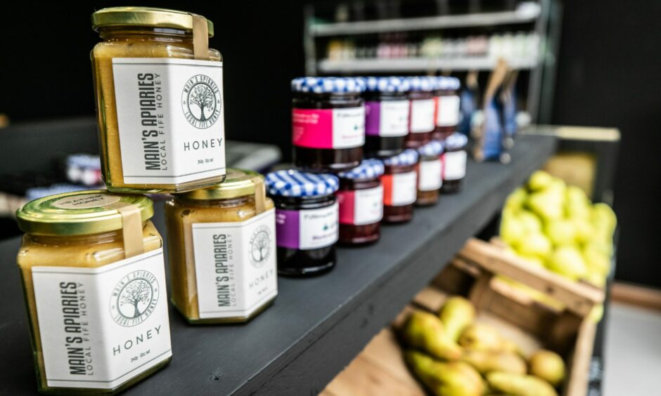 Honey, preserves, fruit and vegetables from local suppliers at Thistle's Farm Shop