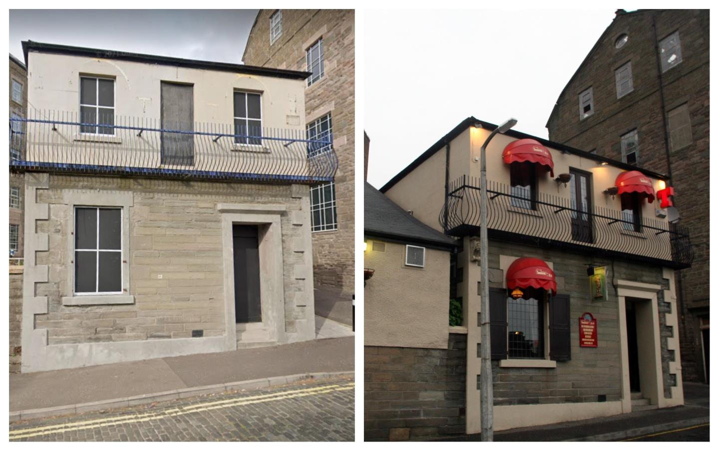 The original Smugglers bar, right, is now deemed a threat to public safety. Left is the building now.
