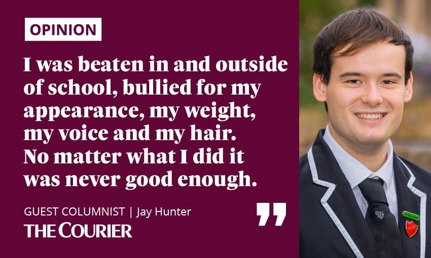 Jay Hunter comment: "I was beaten in and outside of school, bullied for my appearance, my weight, my voice and my hair. No matter what I did it was never good enough."