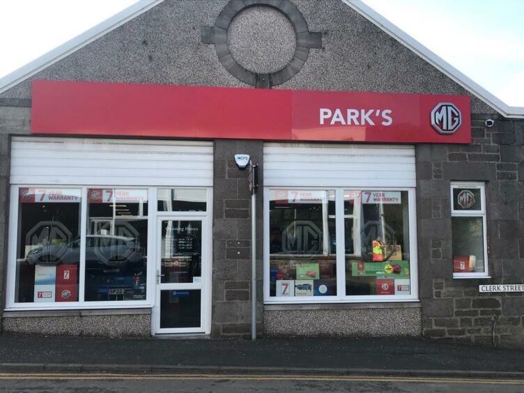 The Mackie Motors sign is already replaced with Park's in Brechin's Clerk Street.