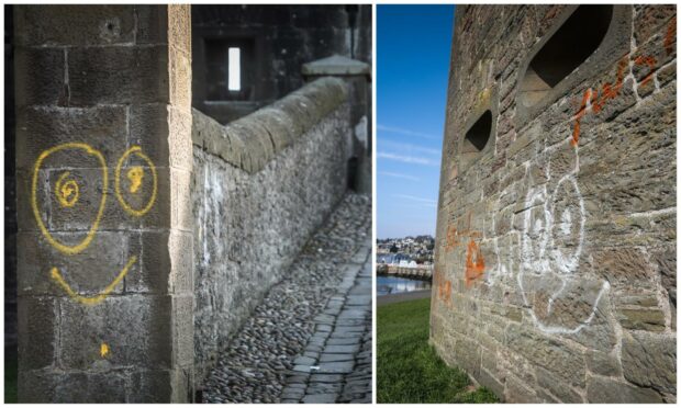 Graffiti on the walls of Broughty Castle.