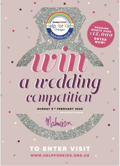 graphic showcasing win a wedding at Malmaison Dundee competition