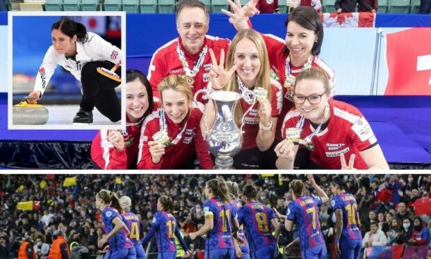 Switzerland's curlers make it three in a row and the Barcelona women's footballers make history.