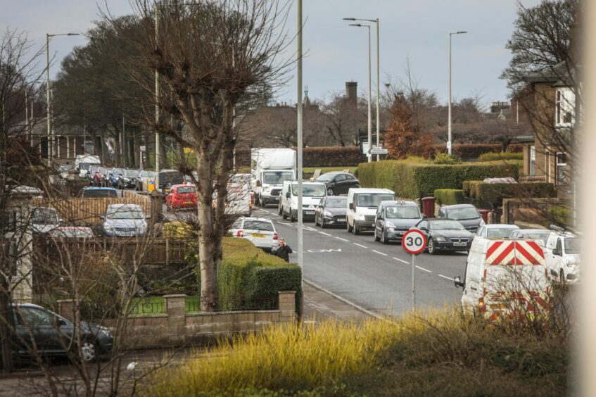 Drivers faced queues around the Kingsway after the crash at the Pitkerro Road roundabout. 