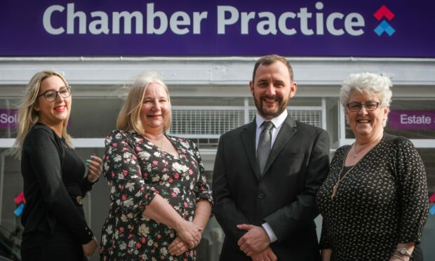 Admin assistant Kara Thain, director Sandra Teall, training solicitor Gavin Michie and office manager Liz Murray at the Chamber Practice in Brechin.