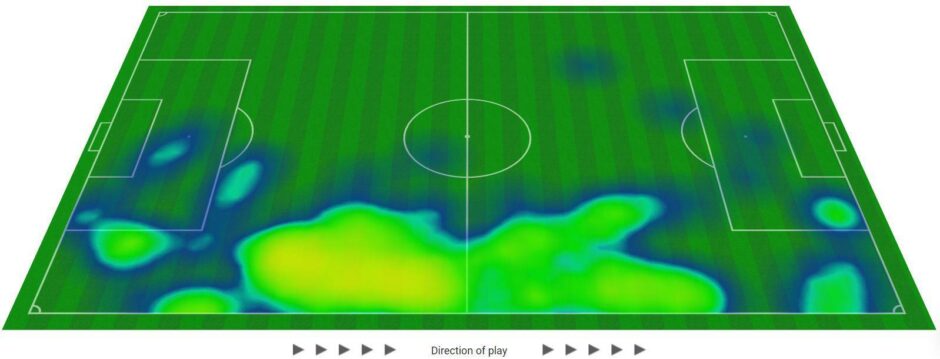 Shaun Rooney's Opta heat map at Fir Park.