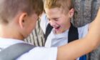 pupil pins younger pupil against wall while bullying