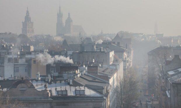 Smog over Krakow, Poland.