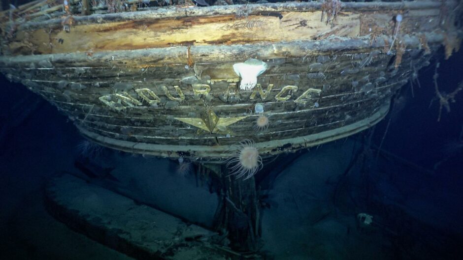 The stern of the wreck of Endurance, Sir Ernest Shackleton’s ship