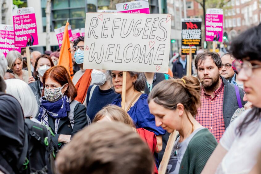 Immigration policy protests in London after the plan to send asylum seekers to Rwanda was revealed.