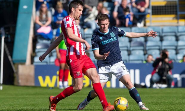 Callum Booth in action against Dundee.