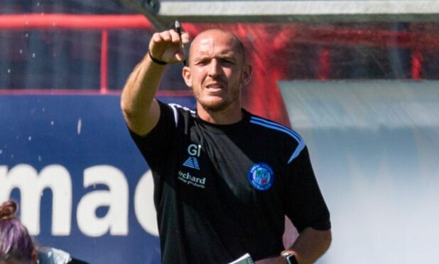 Gary Irvine points and gives instructions during his time as Forfar manager.