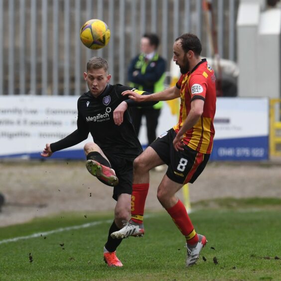 Thomas O'Brien in action against Partick Thistle at Firhill