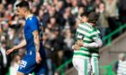 Celtic's Reo Hatate celebrates making it 1-0.