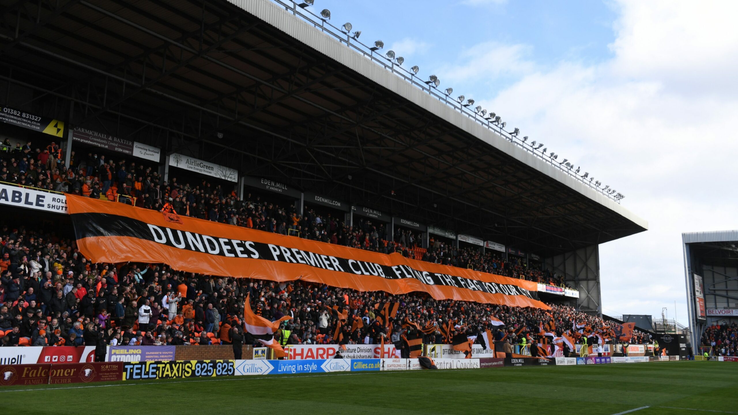 Dundee United fans unveil banner before the final derby of last season. (Photo by Craig Foy / SNS Group)