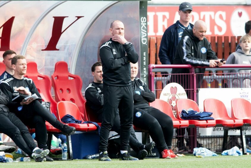 Forfar boss Gary Irvine on the touchline.