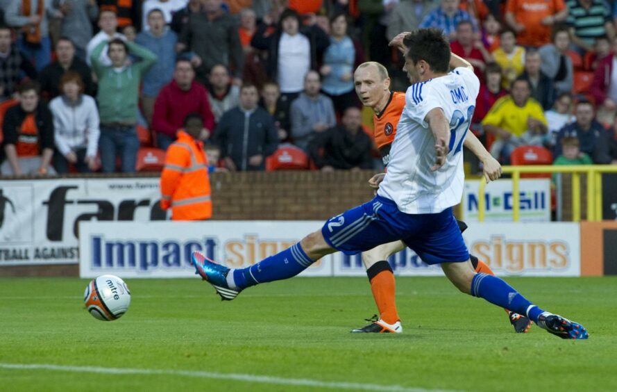 Willo Flood finds the net against Dinamo Moscow in United's last European outing.