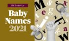 A picture with the words baby names 2021 on it with letters and a baby's hand