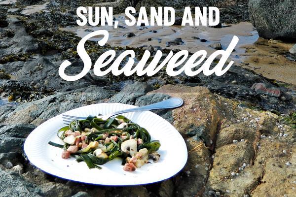 seafood dish by the beach, seaweed