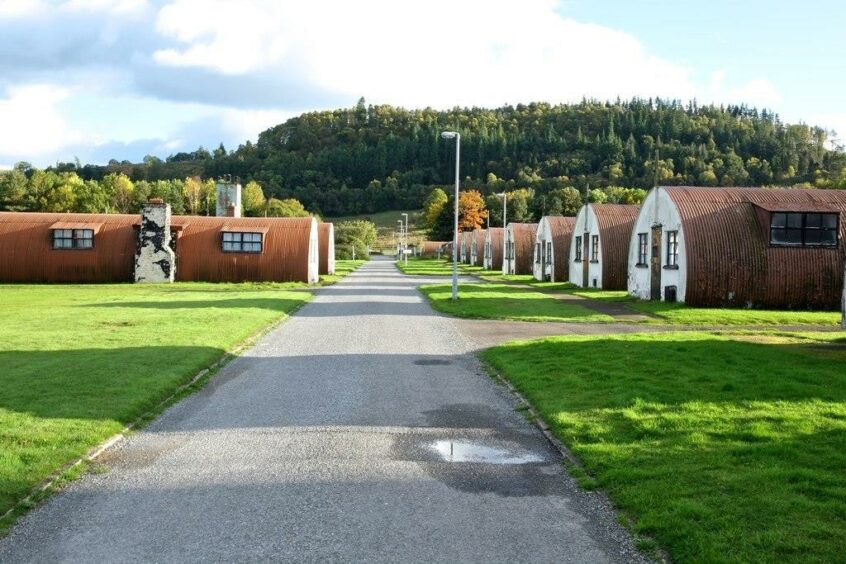 View of Nissen huts at Cultybraggan, Comrie