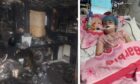 Darci Guthrie in a coma following the fire, which destroyed the inside of the house in Dunfermline.