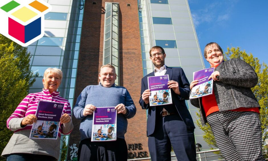EIS Fife publicity officer Graeme Keir and president Pauline Stewart launch the manifesto with executive members Peter Haggerty and Audrey Grieve at Fife House. Pictures by Steven Brown/DCT Media.