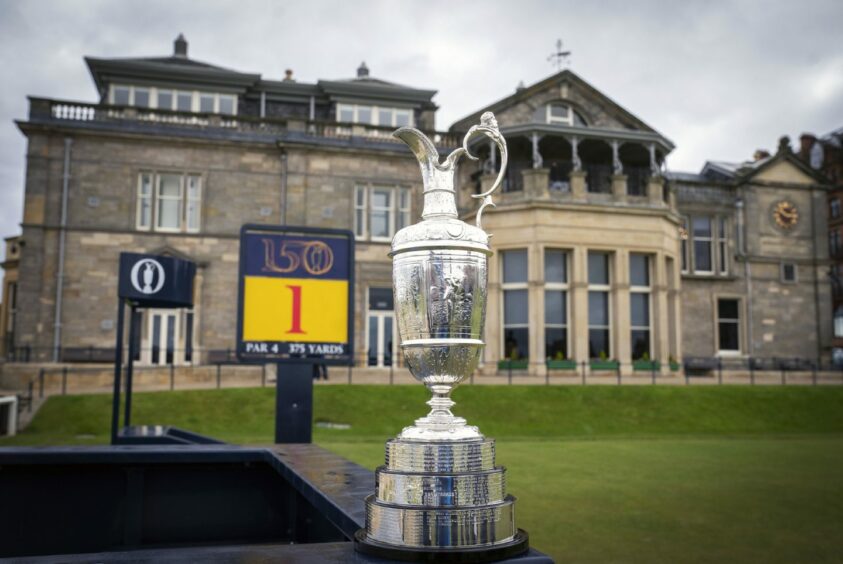 The Open set up in St Andrews, Fife - trophy