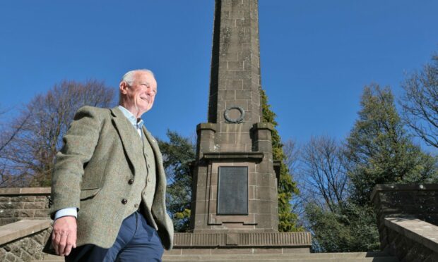 Retired Royal Marines Major Steve Nicoll at Brechin war memorial. Pic: Gareth Jennings/DCT Media.