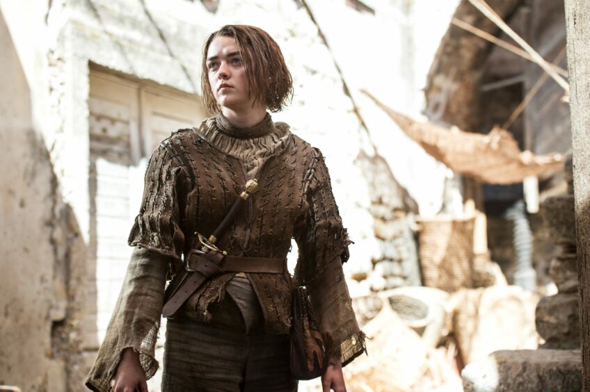 Maisie Williams as Arya Stark in the TV programme Game of Thrones.