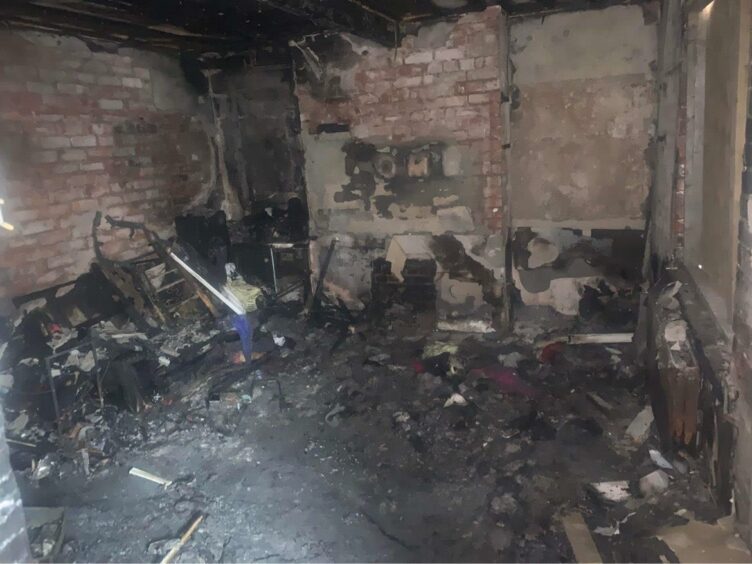 The devastated living room.