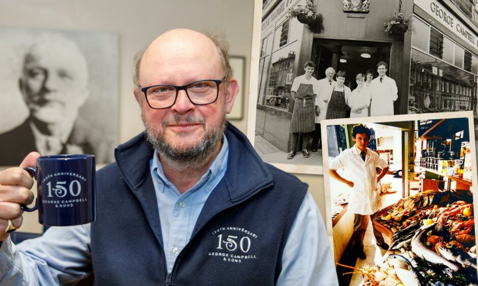 Managing director of George Campbell & sons Iain Campbell is pictured alongside photos from the company archive.