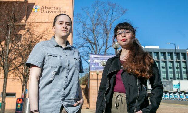 Cho (Carlotta) Canavesio and Gabriela Pedraza outside Abertay University.