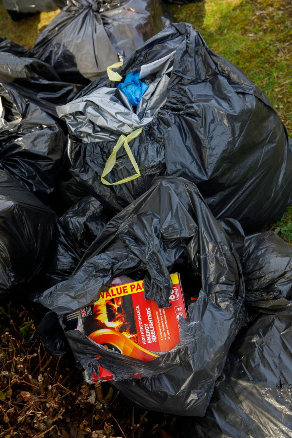 Large pile of bin bags dumped at Dunnikier Country Park in Kirkcaldy