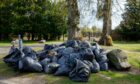 The large pile of bin bags in Dunnikier Country Park.