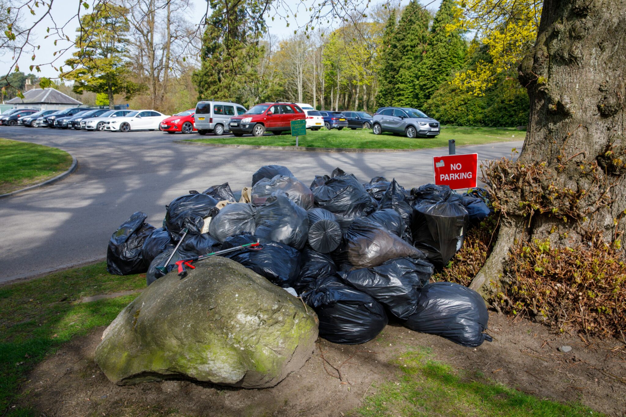 Large pile of bin bags dumped at Dunnikier Country Park in Kirkcaldy