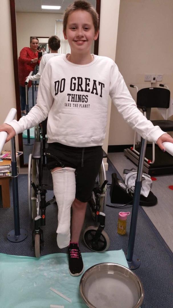 Katie Pake during her rehabilitation following surgery.