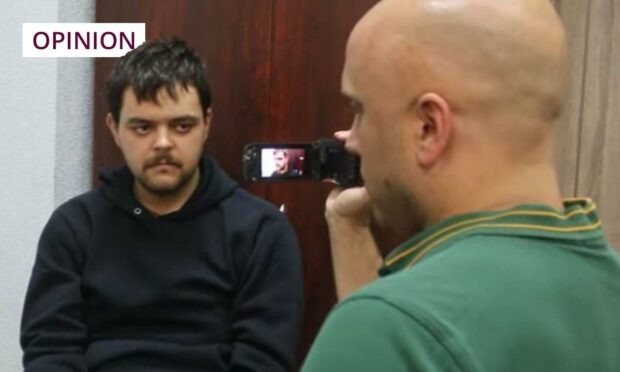 Pro-Russia YouTuber Graham Phillips interviewed  Aiden Aslin following his capture in Ukraine. Photo supplied by YouTube.