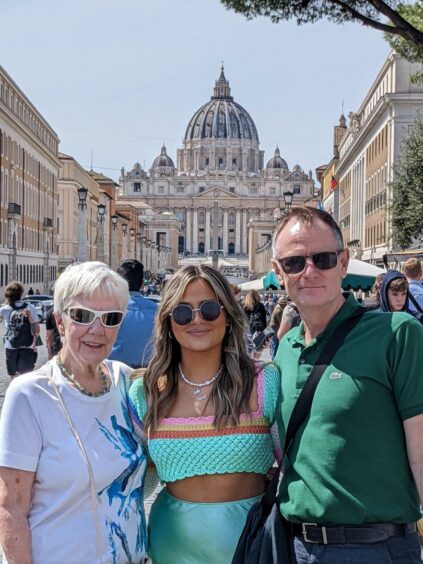 A posse of Penmans: Marie's mum-In-law Helen, daughter Clare and husband Alan at the Vatican.