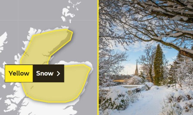 Snow is forecast in parts of Northern Perthshire and Angus.