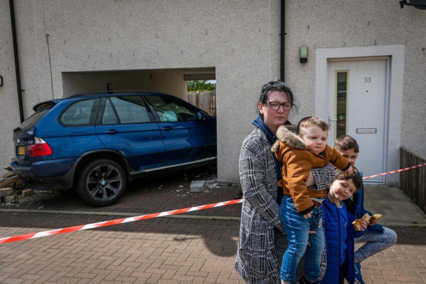 Sharon Herd outside her home which was crashed into