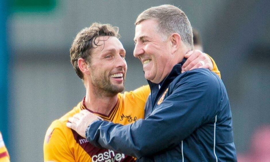 Former Motherwell striker Scott McDonald and manager Mark McGhee in 2016.