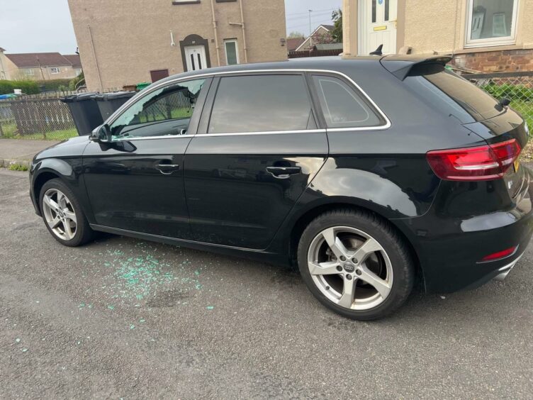 car with smashed window Kirkcaldy 