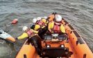 Queensferry RNLI inshore lifeboat Jimmie Cairncross and the volunteer crew at the scene near Cramond Island.