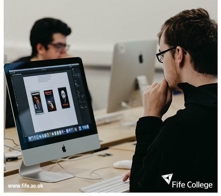 Students at Fife College where they study Cyber Security