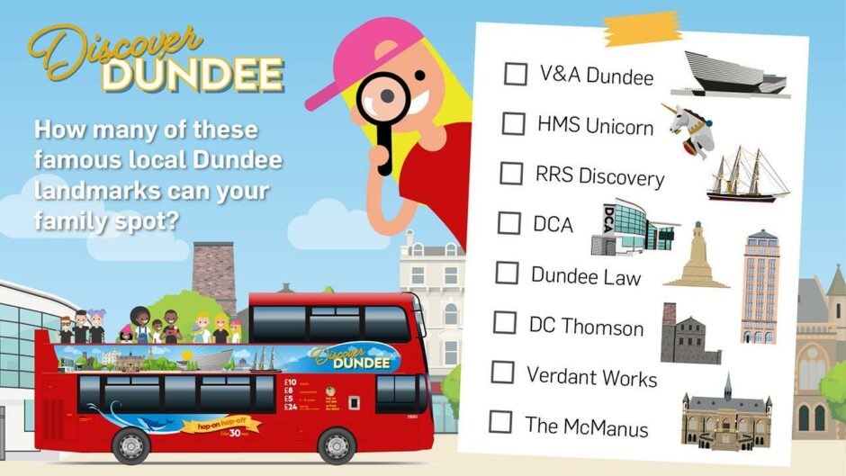 Discover Dundee open-top tour bus things to spot list