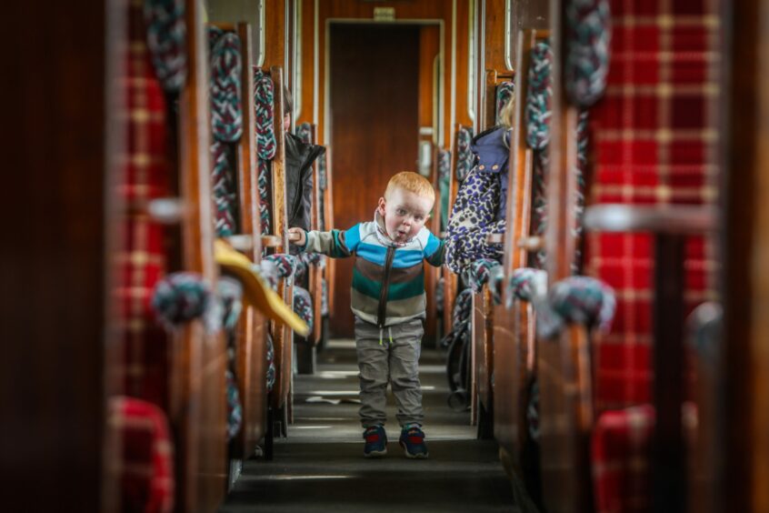 Two-year-old Artur Marr enjoying his Brechin train ride. Pic: Mhairi Edwards/DCT Media.