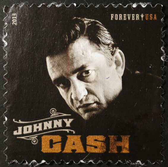A stamp featuring singer Johnny Cash